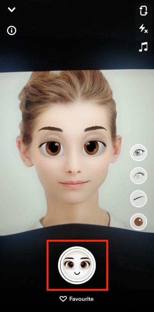 send a snap with the cartoon face lens using snapchat